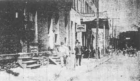 A 1906 newspaper's drawing of the saloons along Decatur Street.