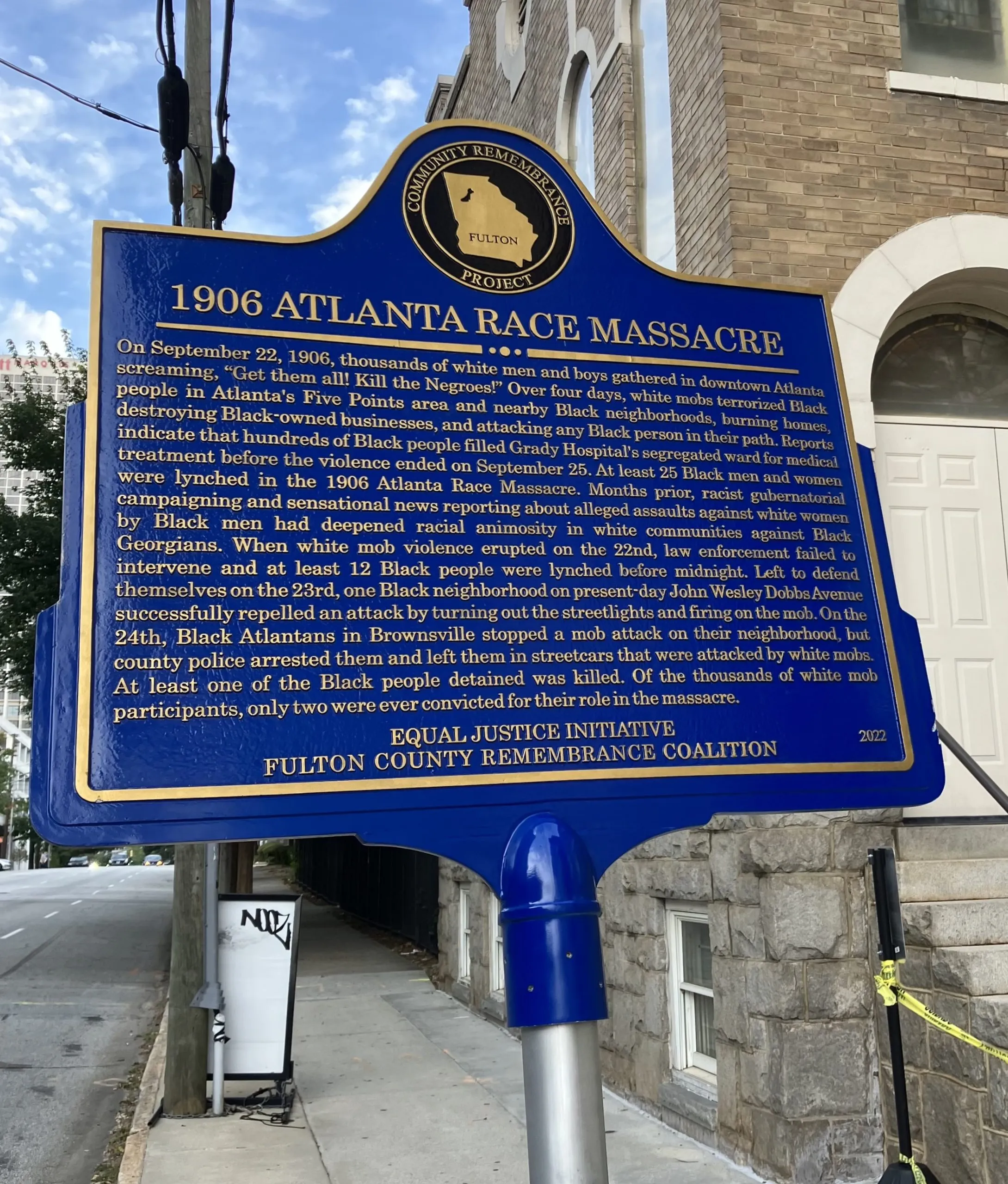 The 1906 Atlanta Race Massacre historical marker downtown.